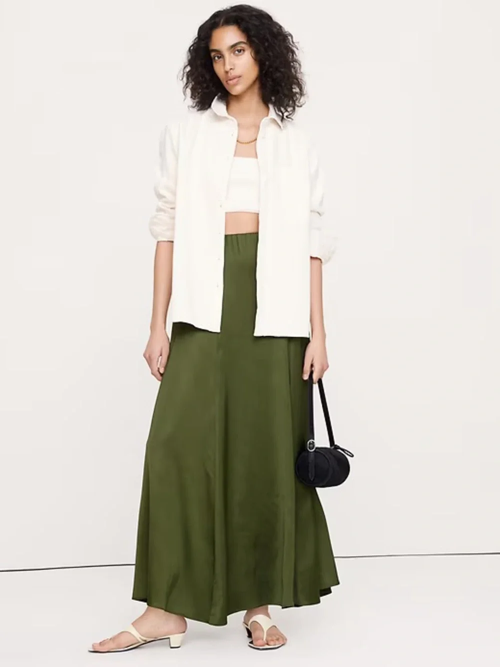BR Stretch-Satin Maxi Skirt
